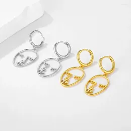 Dangle Earrings Gold Silver Colour Lady Face Hollow Pendant Drop For Women Party Jewellry Pendientes