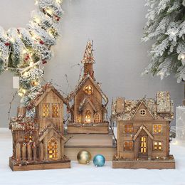 Christmas Decorations Log Wood Glowing Chalet Vine Sequins Decorated Christmas House Igloos Display Props