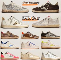 Golden Designer Casual Shoes Women Super Star Brand New Release Ball Luxury Shoe Italy Sneakers Sequin Classic White Do Old Dirty Men Lace Up 35-46 Festival Gifts66