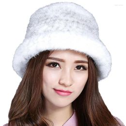 Berets Women Real Bucket Hats Winter Warm Cap Travel Ski Hunting Hat