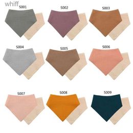 Bibs Burp Cloths 1 Pc Baby Infant Cotton Bib Newborn Double Sided Solid Colour Triangle Scarf Feeding Saliva Towel Bandana Burp Cloth Shower GiftsL231108