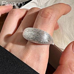 Cluster Rings Minimalist Silver Colour Finger For Women Korean Trendy Design Scrub Geometric Handmade Birthday Party Jewellery Gift