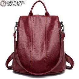 Backpacks Women's Waterproof Anti Theft Leather Backpack 2022 Girls Shoulder Bags Multifunctional Large Capacity Travel Backpacks MochilasL231108