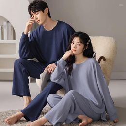 Men's Sleepwear Matching Pyjamas For Couple 2024 Fashion Home Clothes Women Long Sleeves Cotton Waffle Pijamas Homme