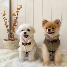 Dog Apparel Autumn And Winter Cow Horn Buckle Coat Pet Cotton Teddy Bibear VIP Bomei Cat Schnauzer Small Puppy Clothes