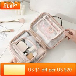 Cosmetic Bags Storage Waterproof Cosmetic Bag Double Layered Makeup Brush Storage Multifunctional Large Capacity Lady Travel Clear Makeup Bags Q231108