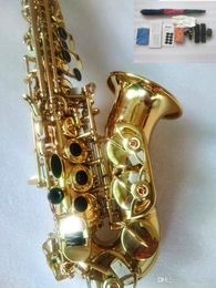 High quality Curved soprano saxophone gold Professional playing instrument Soprano sax With Case accessories