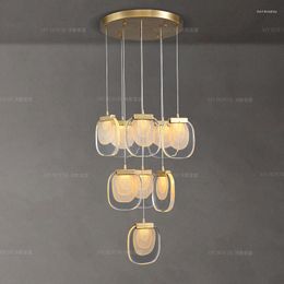Pendant Lamps All Copper Chandelier Modern Light Luxury Simple Personality Bedside Restaurant Bar Staircase Long