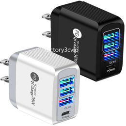 36W Fast Quick Chargers 4 Ports QC3.0 PD Type c USb C Wall Charger AC Home Travel Eu US Adapters For Iphone 14 15 Samsung Tablet PC F1
