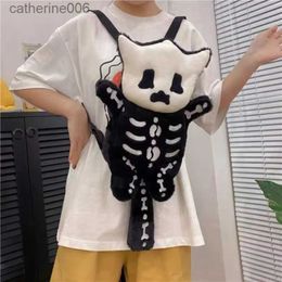 Backpacks Y2k Skull Plush Backpack Cute Gothic Skeleton Toy Backpack Goth Doll Cartoon Anime Bag Travel Knapsack Birthday Halloween GiftsL231108