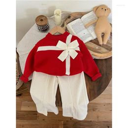 Clothing Sets Autumn Korean Two Piece Christmas Pullover Sweater Pant Infant Top And Bottom Set Loungewear Clothes Girls From 2 To 8 Years