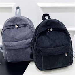 Outdoor Bags Women's Backpacks Corduroy School For Teenage Girls Small Solid Preppy Style Travel Laptop Female