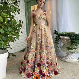 Party Dresses Sevintage Exquisite 3D Flowers Prom DressesSweetheart Floral Straps A-Line Evening Gowns Formal Party Dress With Pockets 2023 0408H23