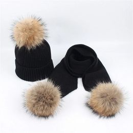 Caps Hats Luxury Adult Kids Hats and Scarfs Snow Wear Warm Knitted Wear Boys Girls Winter Brand Items Family Matching Knitwear 231108