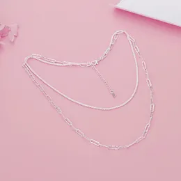 Chains Jewelrytop 925 Sterling Silver Charm Geometric Chain Necklaces For Women Fashion Party Wedding Engagement Jewellery Noble Gifts