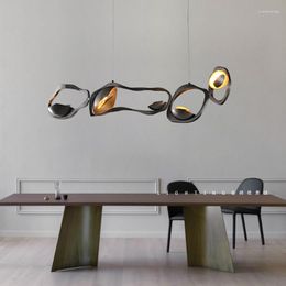 Chandeliers Modern Designer Brushed Black Led Chandelier Lighting Living Dining Room Decor Lamp Loft Hanging Light Luminaire