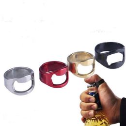 Apriscatole Apribottiglie con anello per dito in acciaio inossidabile Decorazione portatile alla moda Gadget Bar Attrezzo da cucina Apribottiglie con pollice per birra