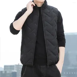 Men's Vests Stylish Men Vest Stand Collar Windproof Washable Warm Pockets Waistcoat