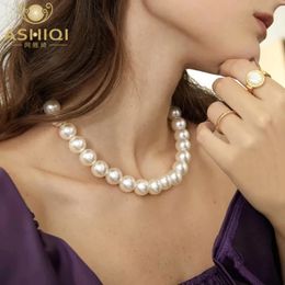 Pendant Necklaces ASHIQI Big Edison Natural Freshwater Pearl Necklace for Women Personality White Jewellery Choker Gift 231108