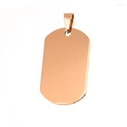 Pendant Necklaces Simsimi Women Small Rose Gold Colour Charm Tags Stainless Steel 15x26mm Blank Mirror Polished For Necklace Jewellery 5pcs