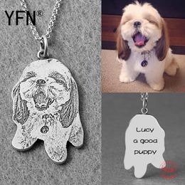 Pendant Necklaces 925 Sterling Silver Collier Po Necklace Pet Silhouette With Chain Custom Engraved Jewellery High Quality PYX1266