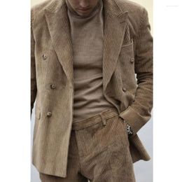 Men's Suits Elegant Two-piece Suit Made Of Corduroy Fabric Comfortable For Commuting Custom Man Casual Fashionable And Slim Full
