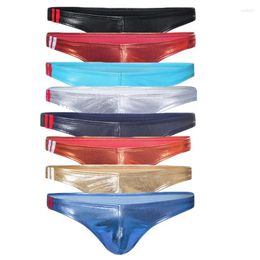 Underpants 8PCS/Lot Sexy Gay Underwear Men Briefs Thong Faux Leather T-Panties Male U Convex Pouch Cueca Calzoncillos Thongs