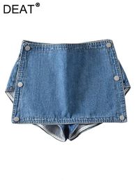 Women's Jeans DEAT Fashion Skirt Wasit Button Spliced Two Through Style Solid Colour Denim Mini Skirts Female Summer 2023 17A9335 231108