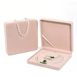 Jewelry Pouches Round Corner Pearl Necklace Box Display Packaging Velvet Set