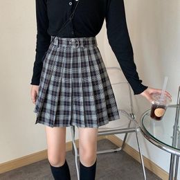 Skirts Plaid Skirt Pleated Mini Skirts Harajuku Grunge Winter Autumn Women's Skirts Gothic Street Clothing High Waist Fashion Short Skirts 230408