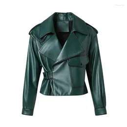 Women's Leather 2023 Jackets Genuine Sheepskin Jacket Cropped Coat Vegetable Tanned