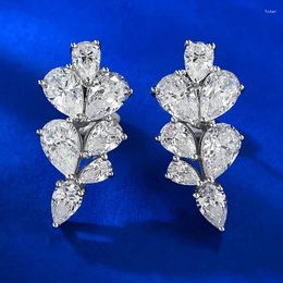 Dangle Earrings 2023 S925 Silver Zircon Female Pear Shaped Water Drop Leaf