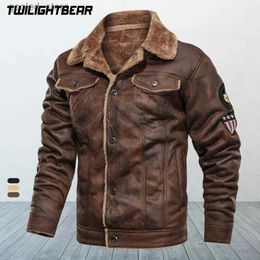 Men's Jackets New Winter Men's Fur Leather Jacket Coat Male Retro Suede Streetwear Thicken Leather Bomber Jacket Men Brand Biker Jacket AGH01 Q231109