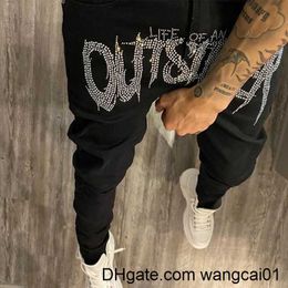 Men's Jeans Y2K New Men's Trend Casual Black Biker Ripped Jeans Comfort Stretch Street Fit Cotton Trousers Washed Hot Drill Denim Goth Pants 0408H23