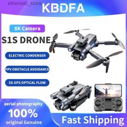 Drones KBDFA S1S Drone GPS 5G 8K HD Dual Camera Professional Wifi FPV Obstacle Avoidance Optical Flow Folding Quadcopter Toy Boy Gift Q231108