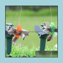 Garden Decorations Solar Power Dancing Flying Butterflies Fluttering Vibration Fly Hummingbird Birds Yard Decoration Funny Toys Ysy3 Ot7Dh