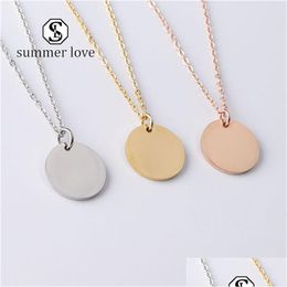 Pendant Necklaces Diy Round Coin For Women Gold Sier Chain Collares Minimalist Clavicle Necklace Trendy Valentine Dbd