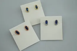 Stud Hook Stone Real 18K Gold Plated Blue Sandstone Clear Dangles Earrings Jewelries Letter Gift With free dust bag