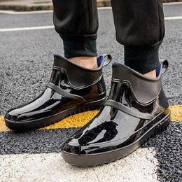 Boots PVC Rain Shoes Men Fashion Rainboots Waterproof Non Slip Thick Sole 2023 Kitchen Fishing Rubber Ankle Plus Size