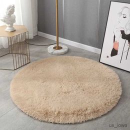 Carpets Multi Colour Circular Silk Wool Solid Floor Mat Household Bedroom Study Slip and Wear-resistant Foot Mat Absorbent Carpet R231108