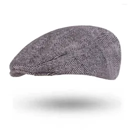 Berets Men Cotton Sboy Cap Adjustable Breathable Irish Cabbie Ivy Twill Flat Hat