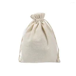 Storage Bags 10 Pieces Cotton Cloth Makeup Bag Drawstring Rectangular Cosmetic Ring Bracelet Pouch Pocket Organizer