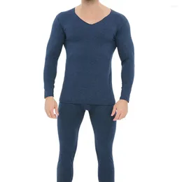 Men's Thermal Underwear Winter Solid Colour Men Long Sets Fleece Keep Warm Heating Thick Thermo