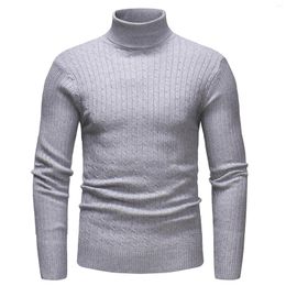 Men's Sweaters Turtleneck Knitted Sweater Autumn And Winter Casual Pullovers Classic Solid Colour Decorative Pattern