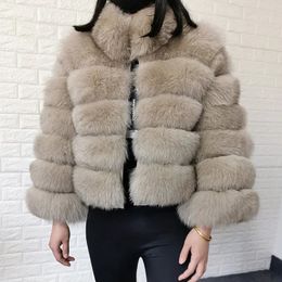 Women's Fur Faux 2023 Natural Real Coat Raccoon Jacket Women Winter Leather Luxury Beige Female Furry Vest With Collar 231108