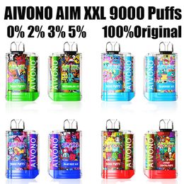 Original AIVONO AIM XXL 9000 Puffs Disposable Vape E Cigarette 0% 2% 3% 5% 19ML Pre-filled Pod 650mah Rechargeable Battery Puff 9k Pen
