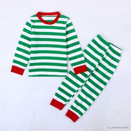 Pajamas Christmas Pajamas Sets Santa Claus Striped Sleepwear Kids Casual T-Shirt Pants Outfits Clothes R231108