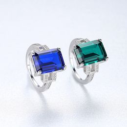 New Sapphire Emerald Ring S925 Sterling Silver Ring Brand Luxury Ring European and American Hot Fashion Women High end Ring Valentine's Day Mother's Day Gift spc