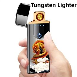 Lighters Lighter Rechargeable Windproof Flameless USB ABS - Touch Sensory Portable Cigarette Birthday Gift Christmas