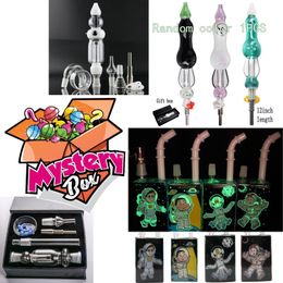 Blind Box Style Clear Ash Catcher Smoking Accessories Dabber Tool Glass Water Pipes Build Bongs Hookah Smoking Fliter Tips 1 pcs